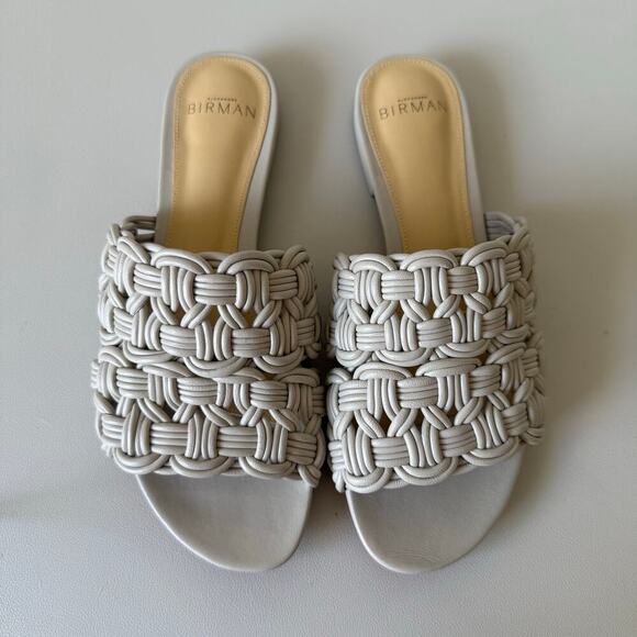 Alexandre Birman Shoes - ALEXANDRE BIRMAN Sammy Slip-On Woven Leather Braided Slides Taupe US 7.5 Neutral